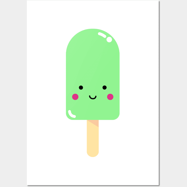 Green Kawaii Ice Pop Wall Art by designminds1